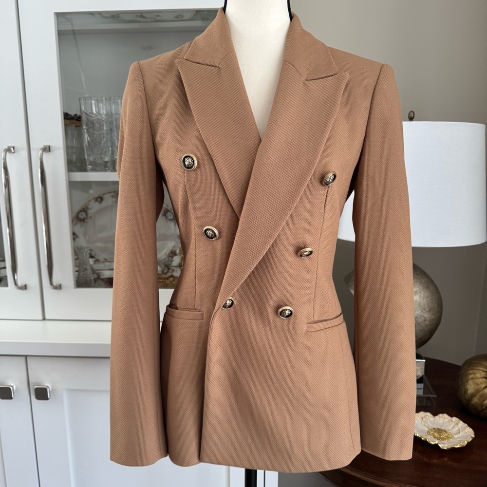 ZARA Camel Beige Double-Breasted Blazer – Size XS - Picture 8 of 8